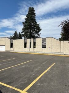 Finished courtyard wall- shingles and flashing