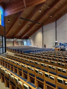 Continuation of ductwork south section of the sanctuary